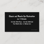 Cartes de visite pour la restauration automobile (Dos)
