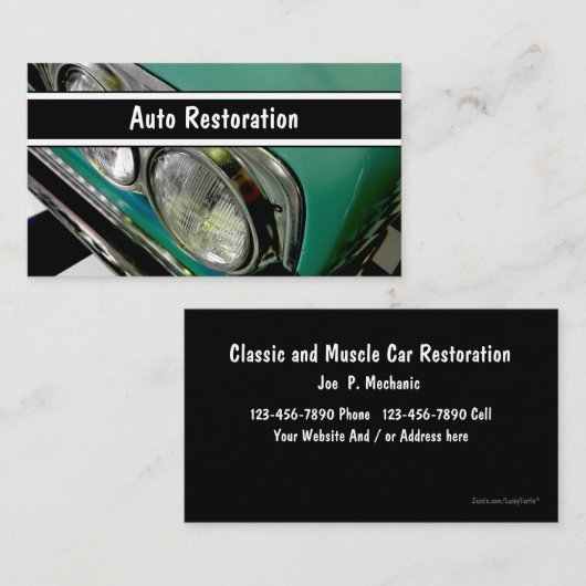 Cartes de visite pour la restauration automobile (Devant / Derrière)