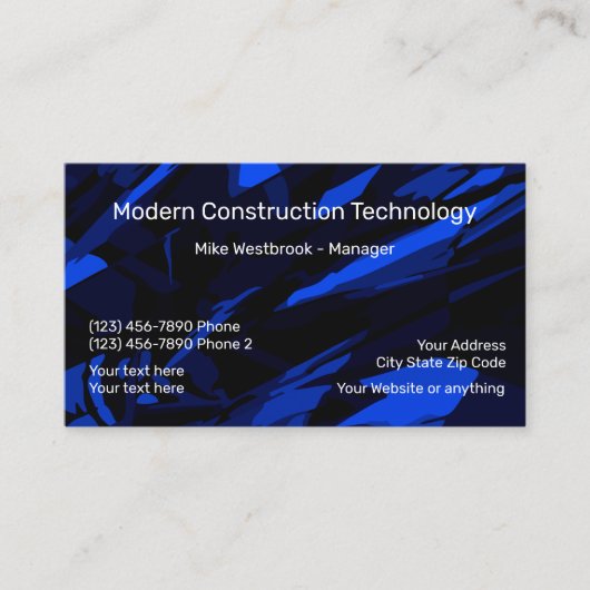 Cartes de visite pour la technologie de constructi (Devant)
