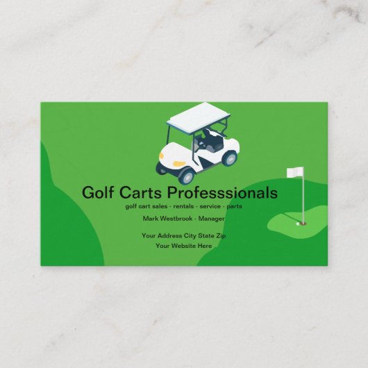 Cartes de visite pour la vente de chariots de golf (Devant)