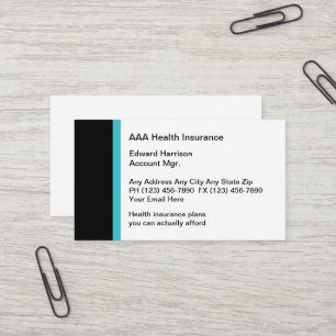 Cartes de visite pour l'assurance santé médicale