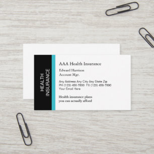 Cartes de visite pour l'assurance santé médicale