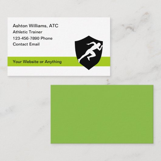 Cartes de visite pour le thème athlétique (Devant / Derrière)