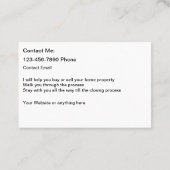 Cartes de visite pour le thème de l'immobilier côt (Dos)