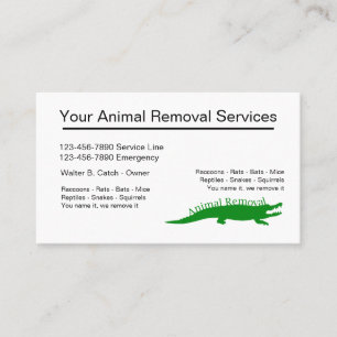 Cartes de visite pour l'enlèvement de la faune