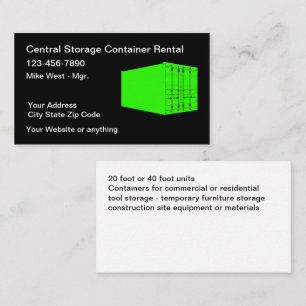 Cartes de visite pour l'entreposage de conteneurs