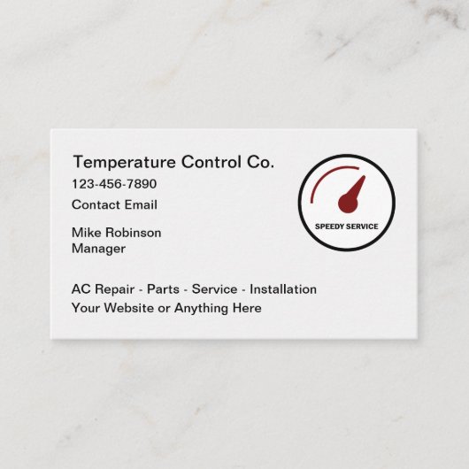 Cartes de visite pour les services de climatisatio (Devant)