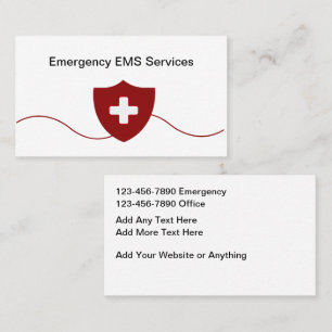 Cartes de visite pour les services médicaux d'urge