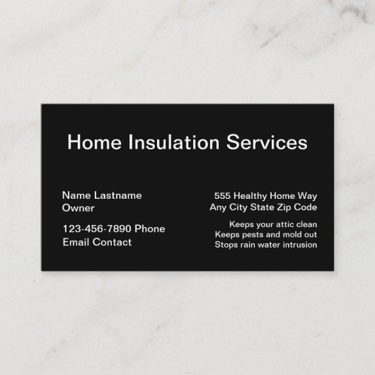 Cartes de visite pour l'isolation de la maison (Devant)