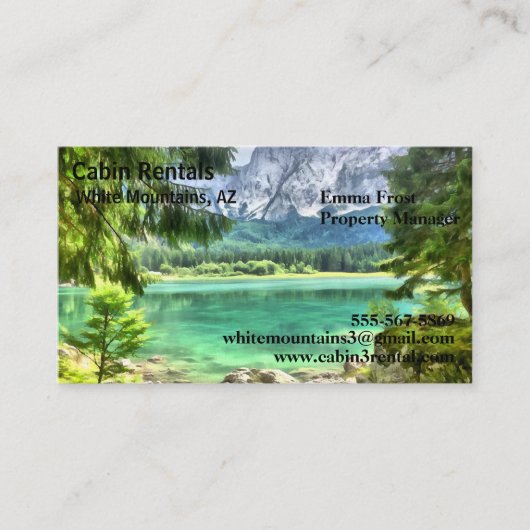 Cartes de visite pour location de vacances au lac  (Devant)