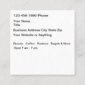 Cartes de visite pour magasin de beignets et de ca (Dos)