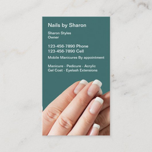 Cartes de visite pour Manucure d'Ongles (Devant)