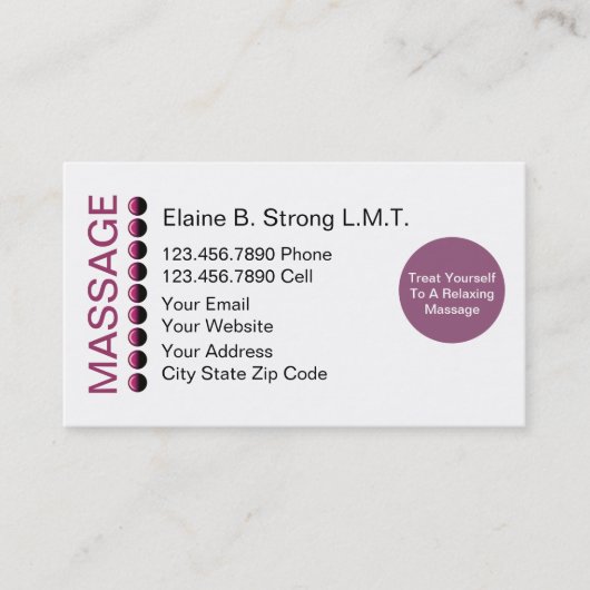 Cartes de visite pour massage (Devant)