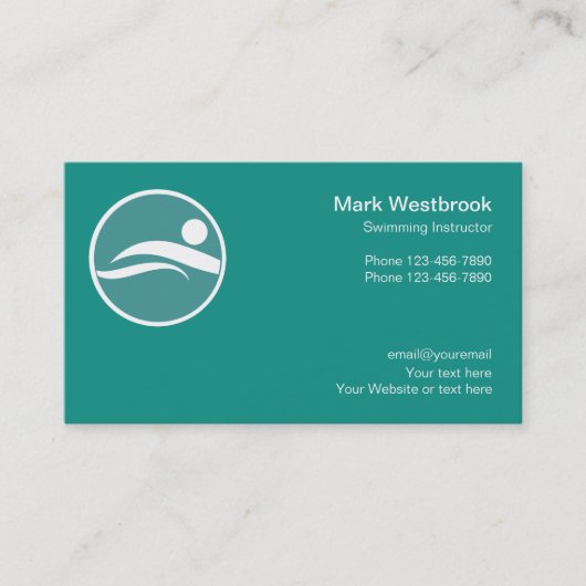 Cartes de visite pour professeur de natation (Devant)