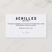 Cartes de visite pour Realtors, Agent de prêt, Age (Dos)