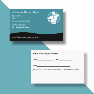 Cartes de visite pour rendez-vous de chiropraticie
