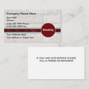 Cartes de visite pour rénovation