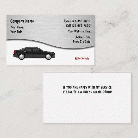 Cartes de visite pour réparation automobile (Devant / Derrière)