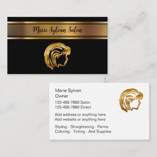 Cartes de visite pour salon de coiffure chic (Devant / Derrière)