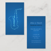 Cartes de visite pour saxophonistes - style néon b (Devant / Derrière)