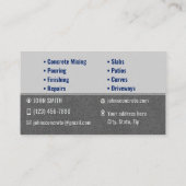 Cartes de visite pour service de béton (Dos)