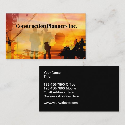 Cartes de visite pour service de planification de  (Devant / Derrière)