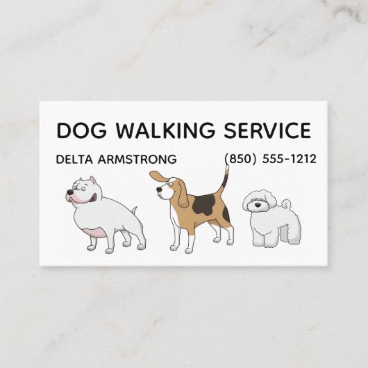 Cartes de visite pour service de promenade de chie (Devant)
