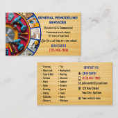 Cartes de visite pour service de rénovation (Devant / Derrière)