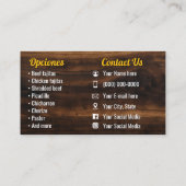 Cartes de visite pour service de tacos (Dos)