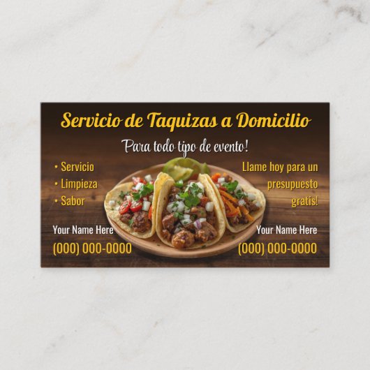 Cartes de visite pour service de tacos (Devant)