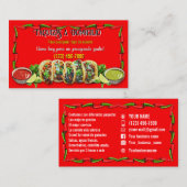 Cartes de visite pour service de tacos (Devant / Derrière)