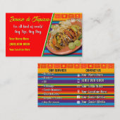 Cartes de visite pour service de tacos (Devant / Derrière)