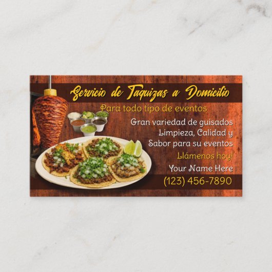 Cartes de visite pour service de tacos (Devant)