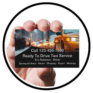 Cartes de visite pour service de taxi jaune profes