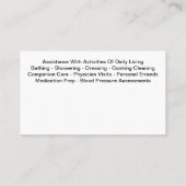 Cartes de visite pour services d'accompagnement à (Dos)