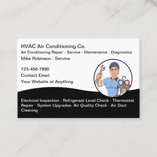 Cartes de visite pour services de climatisation CV (Devant)
