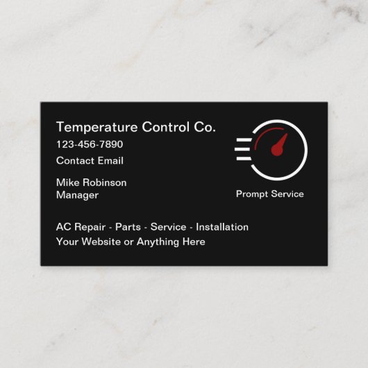 Cartes de visite pour services de climatisation CV (Devant)