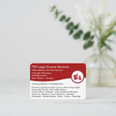 Cartes de visite pour services de messagerie jurid (Debout devant)
