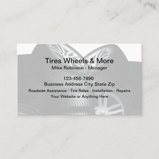 Cartes de visite pour services de pneus automobile (Devant)