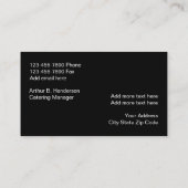 Cartes de visite pour services de traiteur (Dos)