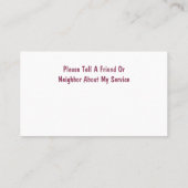 Cartes de visite pour soignants seniors (Dos)