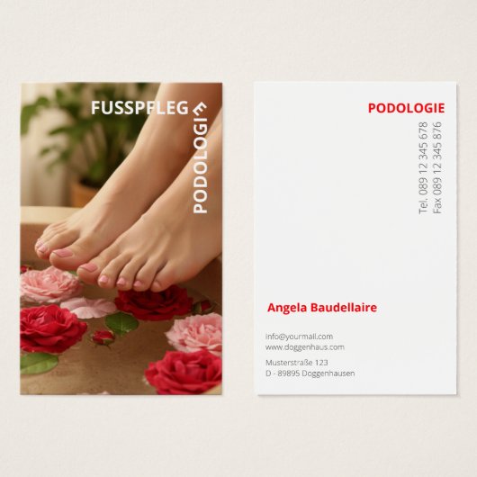 Cartes de visite pour soins des pieds (Devant & derrière)