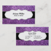 Cartes de visite pourpres de parties scintillantes (Devant / Derrière)