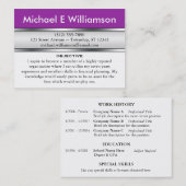 Cartes de visite pourpres de RÉSUMÉ d'en-tête (Devant / Derrière)