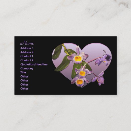 Cartes de visite pourpres d'orchidées (Devant)