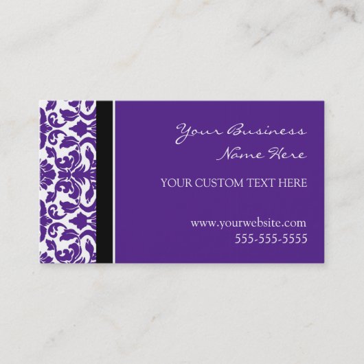 Cartes de visite pourpres élégants de damassé (Devant)