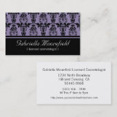 Cartes de visite pourpres noirs de Cosmetologist (Devant / Derrière)
