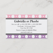 Cartes de visite pourpres roses de pois de (Dos)