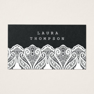 Cartes de visite Premium Black White Lace Dentelle