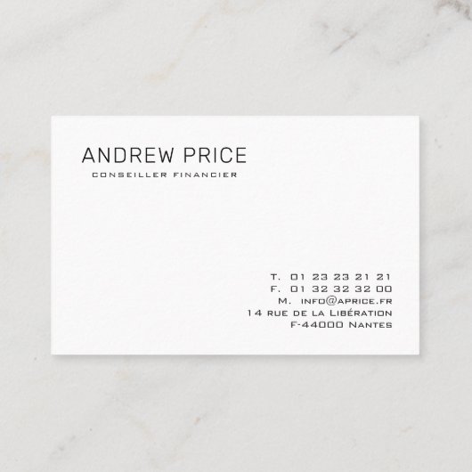 Cartes de visite - Professionnelles (Dos)